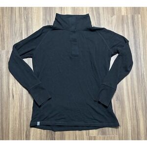 Free Fly Black Pullover Snap Button 1/4 Bamboo Fleece Sweater Men's Sz M